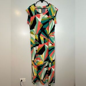 NWT Worthington Stretch Multicolor Bejeweled Print Sleeveless Maxi Dress Size XL
